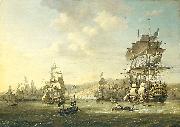 Nicolaas Baur The Anglo-Dutch fleet in the Bay of Algiers oil